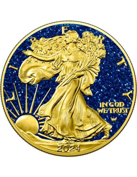 AQUILA DI SAPFIRIA Pietre preziose da 1 Oz Moneta d'Argento 1$ USA 2024 - Coins & More - Usa