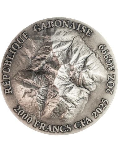 TIERRA PLANA 2 Oz Moneda de Plata 2000 Francos CFA Gabón 2025 - Coins & More - Gabon