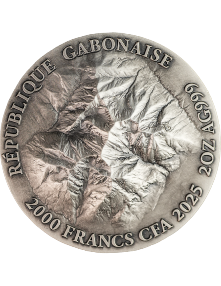 TIERRA PLANA 2 Oz Moneda de Plata 2000 Francos CFA Gabón 2025 - Coins & More - Gabon