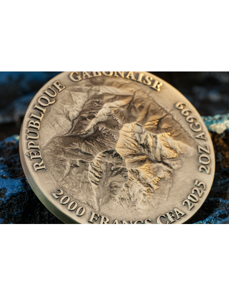 TIERRA PLANA 2 Oz Moneda de Plata 2000 Francos CFA Gabón 2025 - Coins & More - Gabon