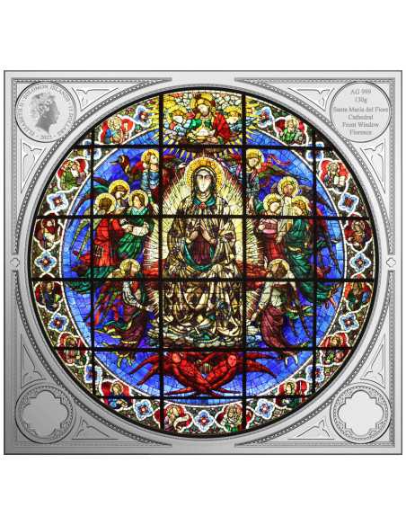 SANTA MARIA DE LA FLOR EN FLORENCIA Colección Rose Windows Moneda de Plata 15$ Islas Salomón 2022 - Coins & More - Islas Salomón