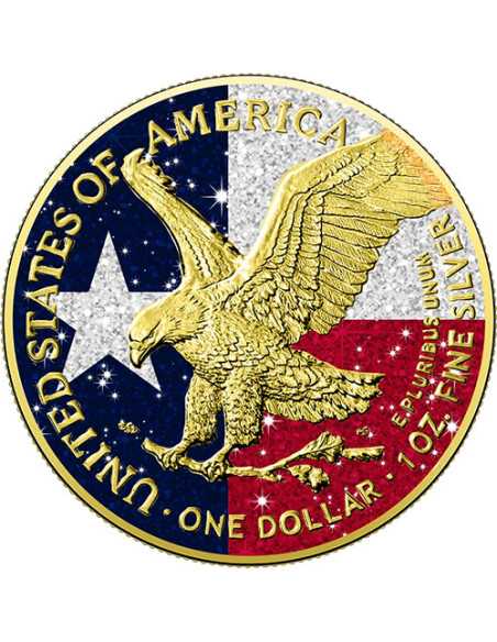DIAMOND FLAG Texas 1 Oz Moneda de Plata 1$ USA 2024 - Coins & More - Usa