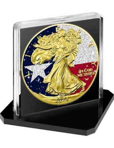 DIAMOND FLAG Texas 1 Oz Silbermünze 1$ USA 2024 - Coins & More - Usa