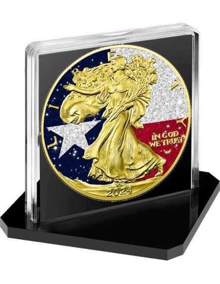DIAMOND FLAG Texas 1 Oz Moneda de Plata 1$ USA 2024 - Coins & More - Usa