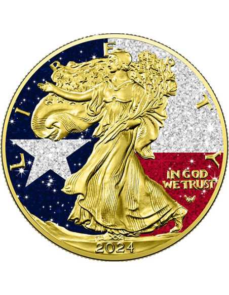 DIAMOND FLAG Texas 1 Oz Moneda de Plata 1$ USA 2024 - Coins & More - Usa