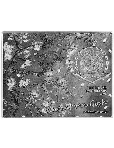 ALMOND BLOSSOM 1890 von Vincent van Gogh 1 Oz Silber & 14 Oz Kupfermünze 2$ Niue 2024 - Coins & More - Niue
