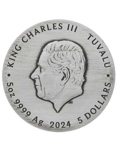 DRAGON AND THE FIVE ELEMENTS 5 Oz Silver Coin 5$ Tuvalu 2024 - Coins & More - Tuvalu