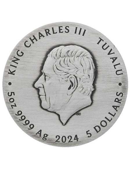 DRAGON AND THE FIVE ELEMENTS 5 Oz Silver Coin 5$ Tuvalu 2024 - Coins & More - Tuvalu