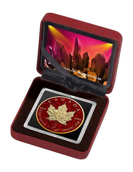 RUBY MAPLE LEAF Precious Gemstones 1 Oz Silver Coin 5$ Canada 2024 - Coins & More - Canada