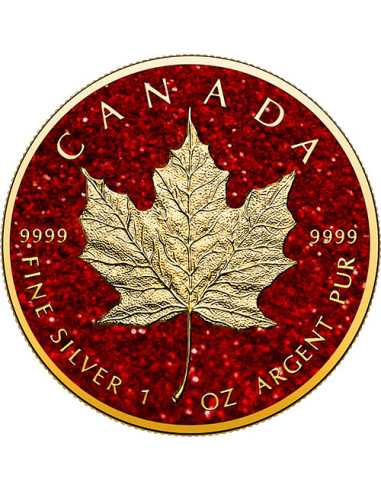 RUBINO FOGLIA DI MAPOLO Pietre preziose da 1 Oz Moneta d'Argento 5$ Canada 2024 - Coins & More - Canada