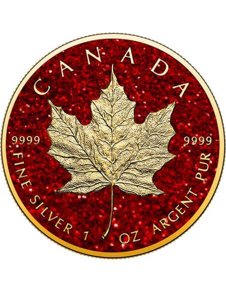 RUBY MAPLE LEAF Precious Gemstones 1 Oz Silver Coin 5$ Canada 2024 - Coins & More - Canada