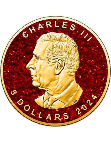 RUBINO FOGLIA DI MAPOLO Pietre preziose da 1 Oz Moneta d'Argento 5$ Canada 2024 - Coins & More - Canada