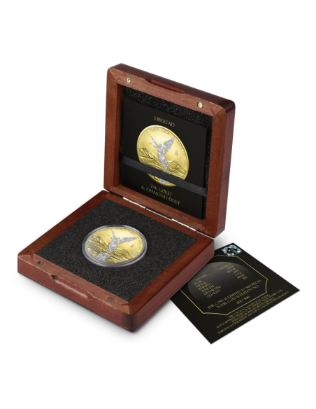 LIBERTAD Polvo de Diamante II Oro Dorado 1 Oz Moneda de Plata México 2023 - Coins & More - Mexico