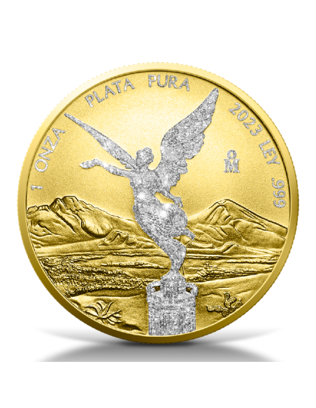 LIBERTAD Diamantstaub II Gold vergoldet 1 Oz Silbermünze Mexiko 2023 - Coins & More - Mexiko