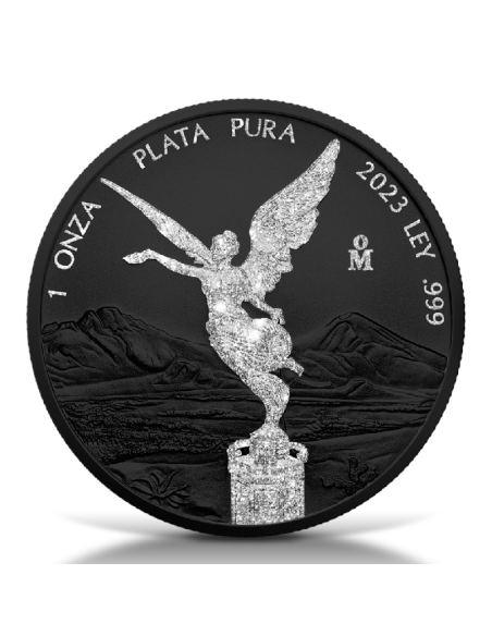 LIBERTAD Diamond Dust II Black Platinum 1 Oz Silver Coin Mexico 2023 - Coins & More - Mexique
