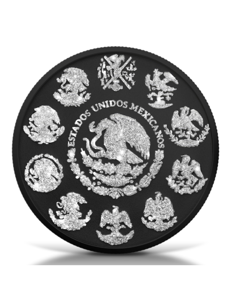 LIBERTAD Diamond Dust II Moneta d'argento nera di platino da 1 Oz Messico 2023 - Coins & More - Messico