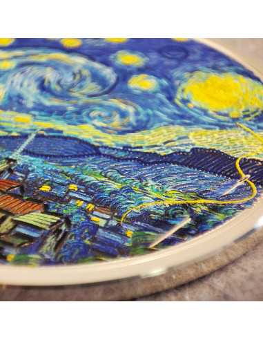 STARRY NIGHT Fine Embroidery Art 3 Oz Silver Coin 20$ Palau 2024 - Coins & More - Palau