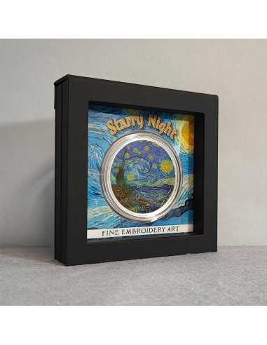 STARRY NIGHT Fine Embroidery Art 3 Oz Silver Coin 20$ Palau 2024 - Coins & More - Palau