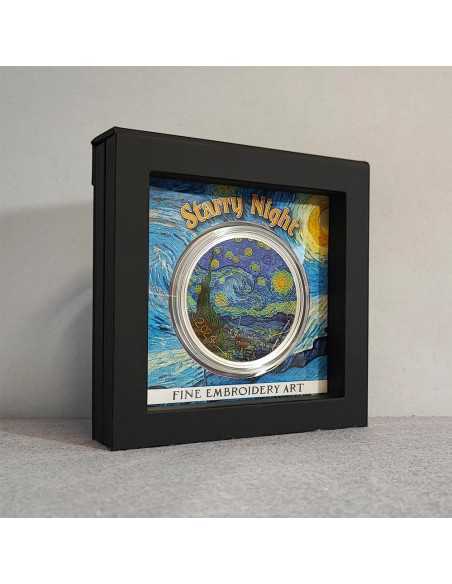 STARRY NIGHT Fine Embroidery Art 3 Oz Silver Coin 20$ Palau 2024 - Coins & More - Palau