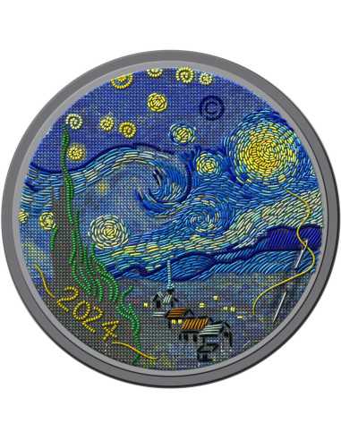 NUIT ÉTOILÉE Broderie fine Art 3 Oz Pièce d'argent 20$ Palau 2024 - Coins & More - Palau
