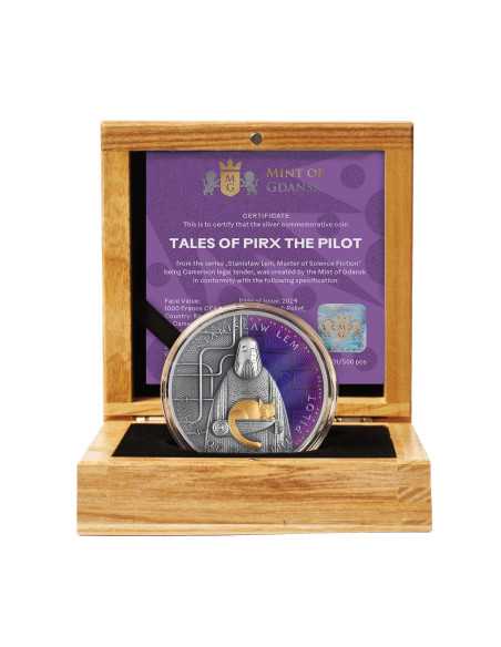 TALES OF PIRX THE PILOT Stanislaw Lem Meister der Science Fiction 2 Oz Silbermünze 1000 Francs Kamerun 2024 - Coins & More - ...