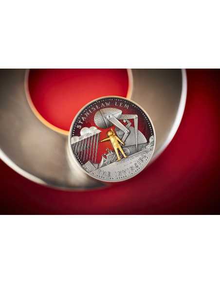 THE INVINCIBLE Stanislaw Lem Maestro della Fantascienza Moneta d'Argento da 2 Oz 1000 Franchi Camerun 2024 - Coins & More - C...