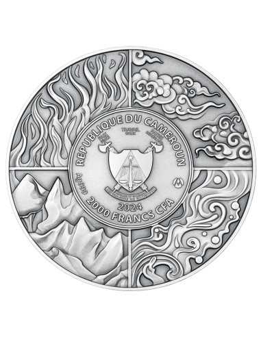 GNOME (Element Erde) Vier Elementare 2 Oz Silbermünze 2000 Francs Kamerun 2024 - Coins & More - Kamerun