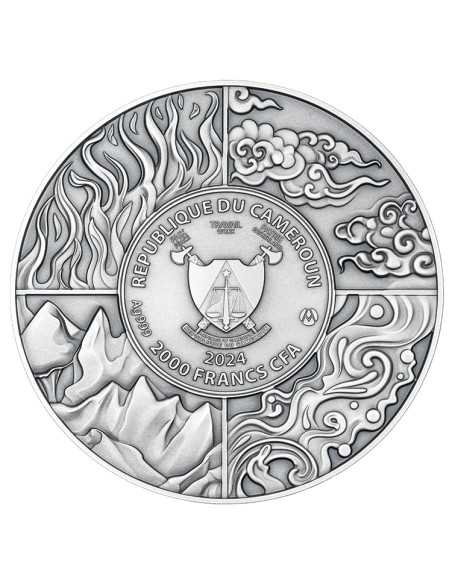 GNOME (Element Earth) Four Elementals 2 Oz Silver Coin 2000 Francs Cameroon 2024 - Coins & More - Cameroon