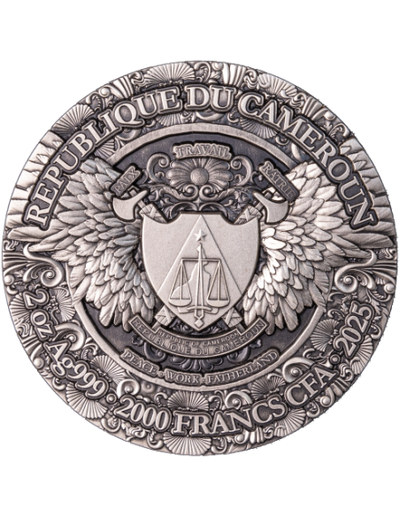 SAINT RAGUEL Archangel Pièce de Monnaie 2 Once Finition Antique 2000 Francs Cameroon 2025 - Coins & More - Cameroun