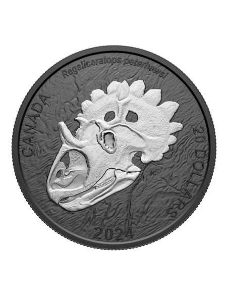 CARA CORNADA REAL Descubriendo Dinosaurios Moneda de Plata de 1 Oz 20$ Canadá 2024 - Coins & More - Canada