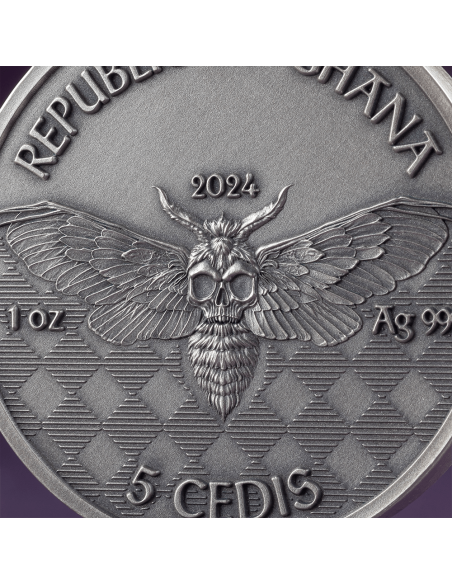 BIKER Memento Mori 1 Oz Silbermünze 5 Cedis Ghana 2024 - Coins & More - Ghana