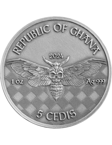 BIKER Memento Mori 1 Oz Silbermünze 5 Cedis Ghana 2024 - Coins & More - Ghana