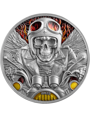 BIKER Memento Mori Moneta d'argento da 1 Oz 5 Cedis Ghana 2024 - Coins & More - Ghana