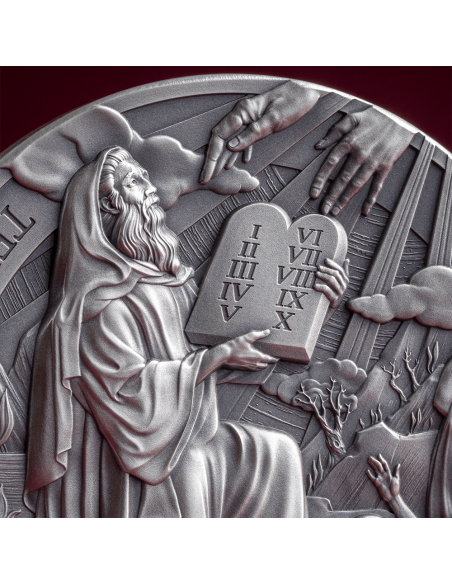 LES DIX COMMANDEMENTS DE MOSES Histoires de la Bible Pièce de monnaie en argent de 2 Oz 2000 Francs Cameroun 2024 - Coins & M...