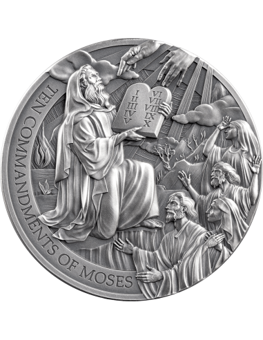 LES DIX COMMANDEMENTS DE MOSES Histoires de la Bible Pièce de monnaie en argent de 2 Oz 2000 Francs Cameroun 2024 - Coins & M...