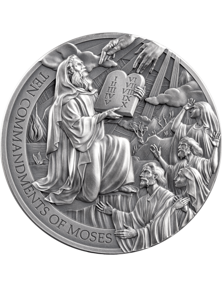 LES DIX COMMANDEMENTS DE MOSES Histoires de la Bible Pièce de monnaie en argent de 2 Oz 2000 Francs Cameroun 2024 - Coins & M...