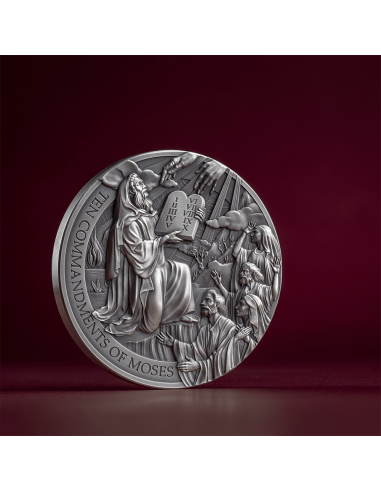 LES DIX COMMANDEMENTS DE MOSES Histoires de la Bible Pièce de monnaie en argent de 2 Oz 2000 Francs Cameroun 2024 - Coins & M...