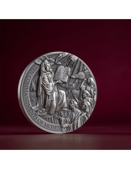 LES DIX COMMANDEMENTS DE MOSES Histoires de la Bible Pièce de monnaie en argent de 2 Oz 2000 Francs Cameroun 2024 - Coins & M...