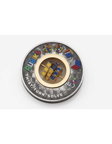 RUBIK'S CUBE 50° Anniversario Moneta d'Argento da 2 Oz 2$ Tuvalu 2024 - Coins & More - Tuvalu