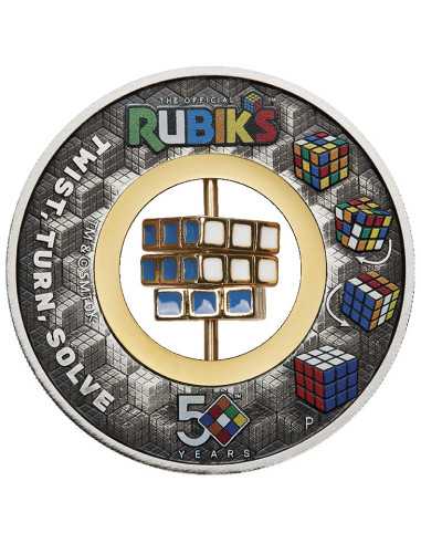 RUBIK'S CUBE 50 Aniversario 2 Oz Moneda de Plata 2$ Tuvalu 2024 - Coins & More - Tuvalu