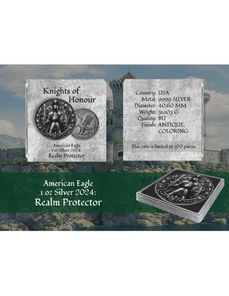 REALM PROTECTOR Caballeros de Honor American Eagle 1 Oz Silver Coin 1$ USA 2024 - Coins & More - Usa