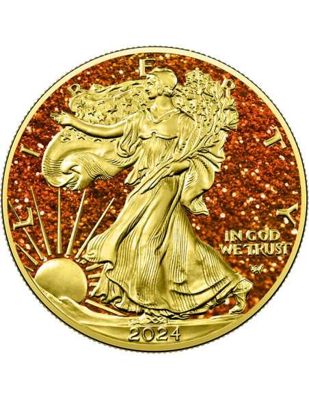 IMPERIAL ORANGE TOPAZE Pietre preziose 1 Oz Silver Coin 1$ USA 2024 - Coins & More - Usa