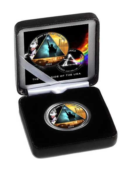 DARK SIDE OF THE USA Mysterien und Musik 1 Oz Silbermünze 1$ USA 2024 - Coins & More - Usa
