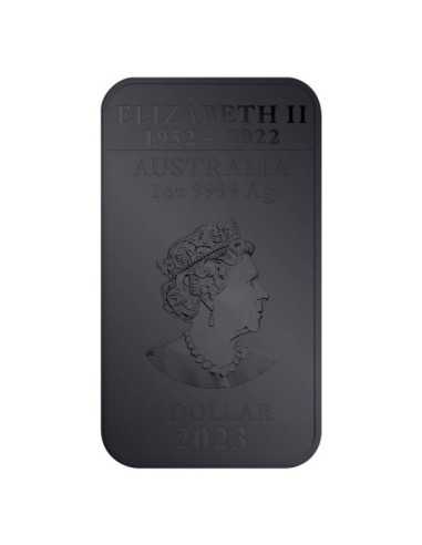 BURNING BLACK DRAGON Colorized Bar 1 Oz Silver & Platinium Coin 1$ Australia 2023 - Coins & More - Australia
