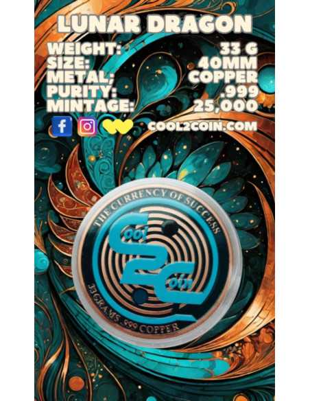 DRAGO LUNARE Medaglia in moneta di rame colorata da 33 grammi 2024 - Coins & More - Rame