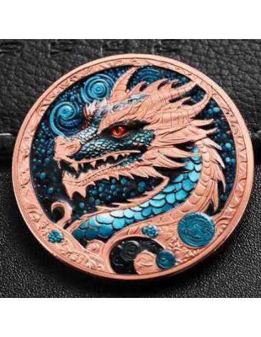 DRAGO LUNARE Medaglia in moneta di rame colorata da 33 grammi 2024 - Coins & More - Rame