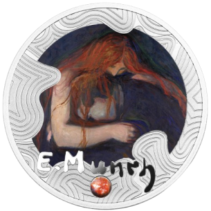 LIEBE UND SCHMERZ Edvard Munch Silbermünze 500 Francs CFA Kamerun 2024 - Coins & More - Kamerun