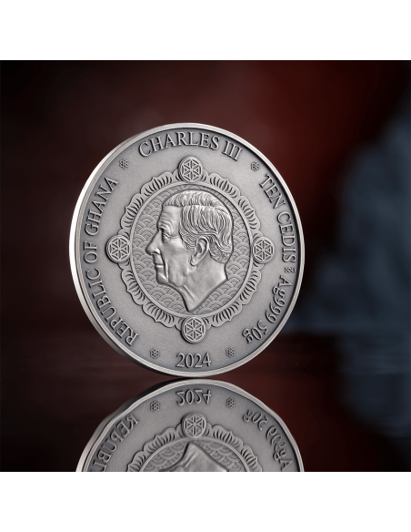 IMPERIAL GUARDIAN LIONS Oriental Culture Collection 50g Silver Coin 10 Cedis Ghana 2024 - Coins & More - Ghana