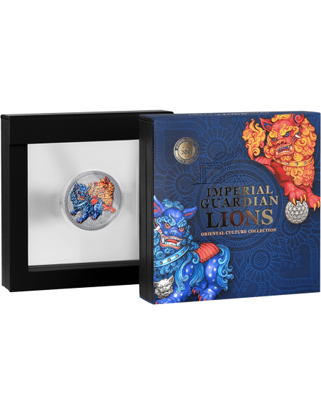 IMPERIAL GUARDIAN LIONS Orientalische Kultur Sammlung 50g Silbermünze 10 Cedis Ghana 2024 - Coins & More - Ghana