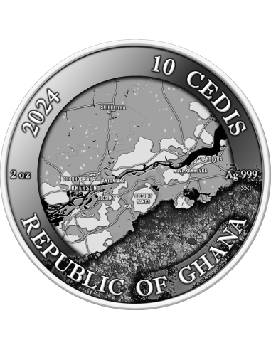 LIBERACIÓN DE KHERSON 2 Oz Moneda de Plata 10 Cedis Ghana 2024 - Coins & More - Ghana